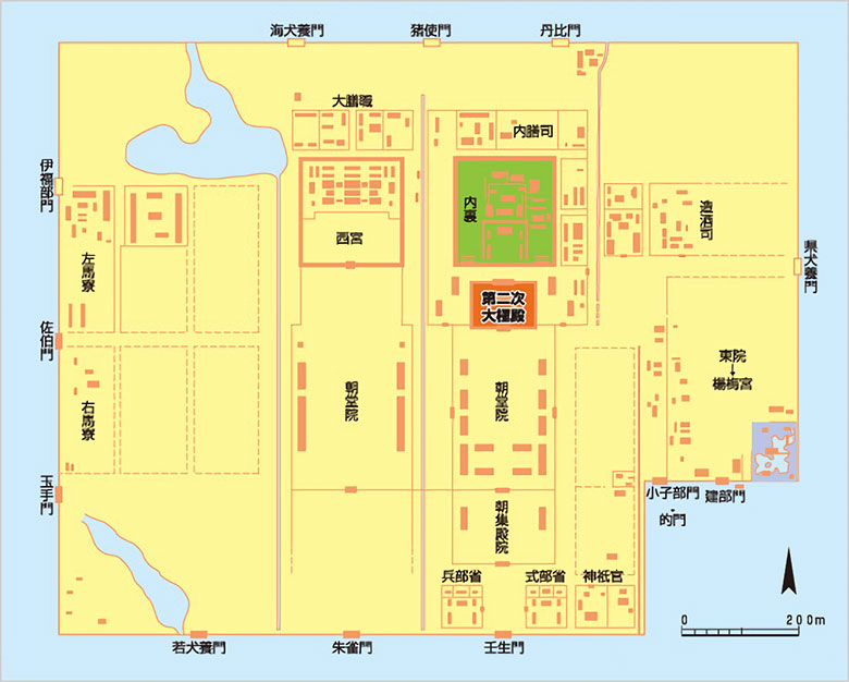 奈良時代後半の平城宮のイメージ図