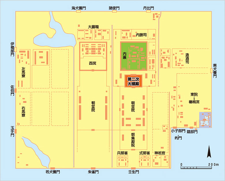 奈良時代後半の平城宮のイメージ図
