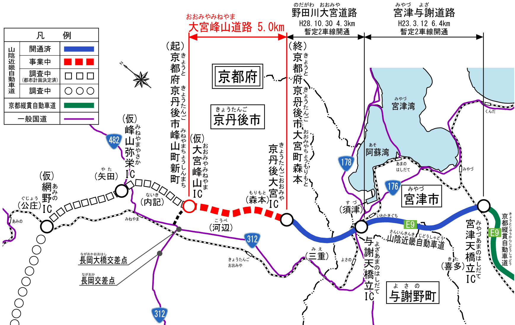 大宮峰山道路の地図