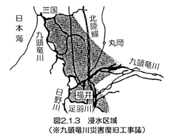 図２．１．３　浸水区域　（※九頭竜川災害復旧工事誌）