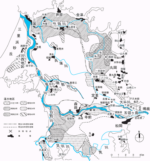 図２．１．５　浸水区域　（※福井平野における水害の研究　ｐ．１１４）