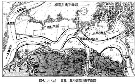 図４．１．４（ａ）日野川五大引提計画平面図