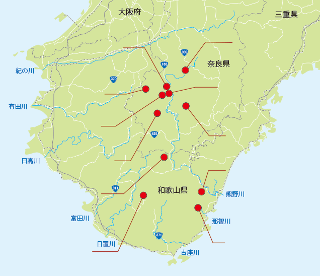 紀伊山系対策工事箇所マップ