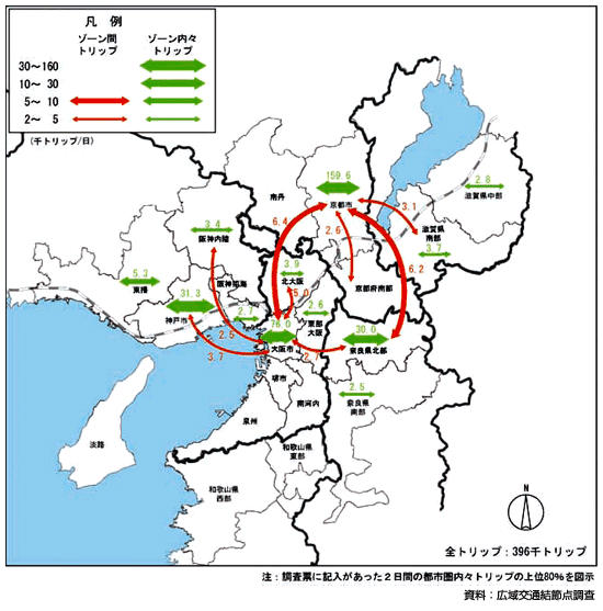 図3.15 広域交通結節点利用者の立ち寄り先府県市
