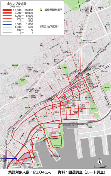 図4.21 来訪者の回遊ルート（神戸市）