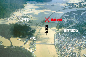 円山川浸水状況（平成16年10月）