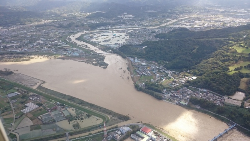 紀の川水系貴志川浸水状況（和歌山県紀の川市貴志川丸栖地先）