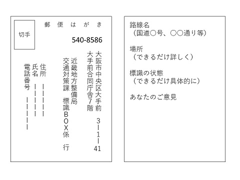 標識BOXハガキの記入例