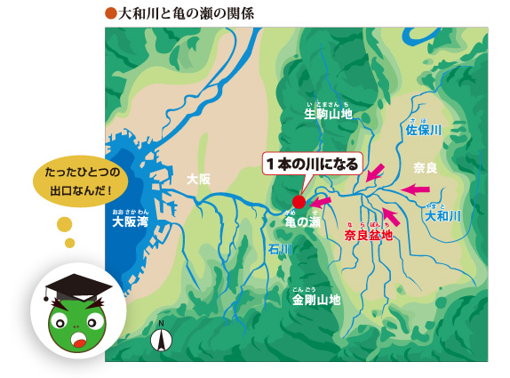 大和川と亀の瀬の関係