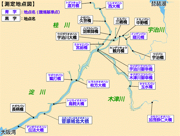 淀川の環境基準地点マップ