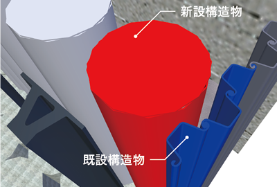 既設構造物と新設構造物の干渉チェック